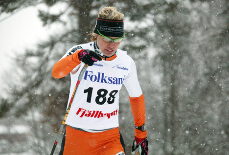 ANNIKA LÖFSTRÖM vann damklassen i Ljusdalsskidan under söndagen. Foto: KJELL-ERIK KRISTIANSEN
