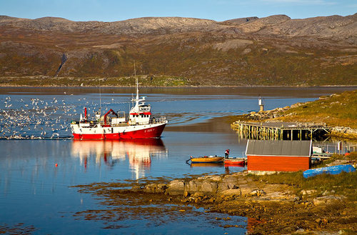 Fiskebåt til kai i Dønnesfjord Fiskebåt til kai i Dønnesfjord
