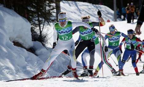 ANNA HAAG visade framfötterna rejält på OS och kom hem med två silvermedaljer. Här från teamsprinten. Foto: KJELL-ERIK KRISTIANSEN