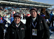 VILL HA SKID-VM i Falun 2015… Katarina Medveczky och Börje Staffas tittade på konkurrenten Lahtis i helgen. Foto: KJELL-ERIK KRISTIANSEN