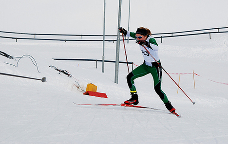 Lisa Larsen blev två på JSM-sprinten i Hudiksvall. Foto: David Boström
