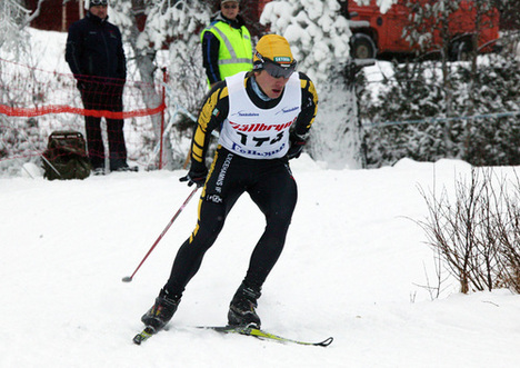 MARCUS JOHANSSON från arrangörsklubben Ulricehamns IF var snabbast bland herrarna i Västgötapremiären. Foto: MOA MOLANDER KRISTIANSEN