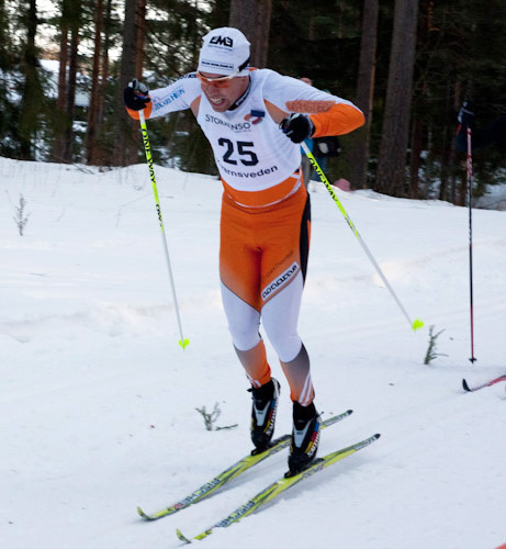ADAM STEEN, Falun-Borlänge SK spurtar in till seger i Maserloppet i Borlänge. Foto: KVARNSVEDENS GoIF