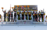 Nordisk skidkamp när den är som bäst: Alla tre länder på pallen i ett VM. Foto: NordicFocus