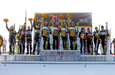 Nordisk skidkamp när den är som bäst: Alla tre länder på pallen i ett VM. Foto: NordicFocus Nordisk skidkamp när den är som bäst: Alla tre länder på pallen i ett VM. Foto: NordicFocus