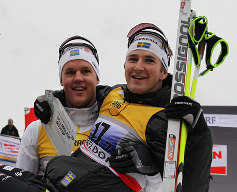 Jesper Modin och Teodor Peterson i Düsseldorf. Foto: NordicFocus