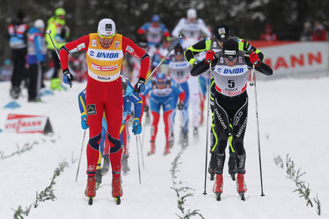 Petter Northug och Dario Cologna, sida vid sida. Foto: NordicFocus Petter Northug och Dario Cologna, sida vid sida. Foto: NordicFocus