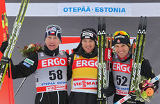 Lukas Bauer (2), Dario Cologna (1) och Devon Kershaw (3). Foto: NordicFocus