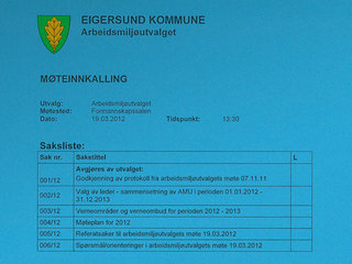 Sakspapirer Arbeidsmiljøutvalget