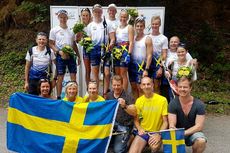 Stort jubel i svensklägret efter dagens totala dominans vid rullskidvärldscupen i Kroatien. FOTO: Svenska skidförbundet. Stort jubel i svensklägret efter dagens totala dominans vid rullskidvärldscupen i Kroatien. FOTO: Svenska skidförbundet.