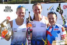 Maja Dahlqvist tog silver och Linn Sömskar åkte hem guldet i stor stil när VM på rullskidor inleddes i Sollefteå på torsdagen. Längs till höger ryskan Svetlana Nikolaeva som tog brons. FOTO: Christer Olofsson. Maja Dahlqvist tog silver och Linn Sömskar åkte hem guldet i stor stil när VM på rullskidor inleddes i Sollefteå på torsdagen. Längs till höger ryskan Svetlana Nikolaeva som tog brons. FOTO: Christer Olofsson.