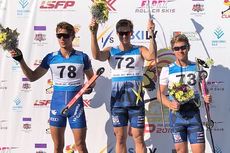 Victor Gustafsson överst på pallen vid rullskidvärldscupen i Lettland. Till vänster tvåan Francesco Becchis, Italien och till höger trean Erik Silfver. FOTO: Svenska skidförbundet. Victor Gustafsson överst på pallen vid rullskidvärldscupen i Lettland. Till vänster tvåan Francesco Becchis, Italien och till höger trean Erik Silfver. FOTO: Svenska skidförbundet.