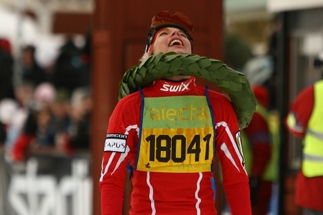 Jaaa! Sandra skriker ut sin glädje. Foto: Per Frost