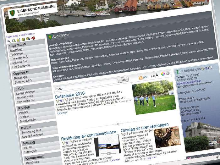 Eigersund kommune sin nettside
