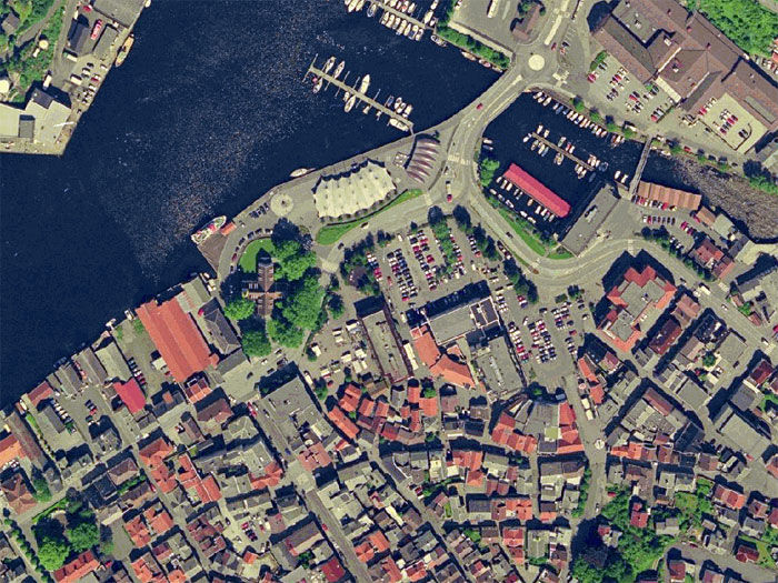 Flyfoto over Egersund sentrum