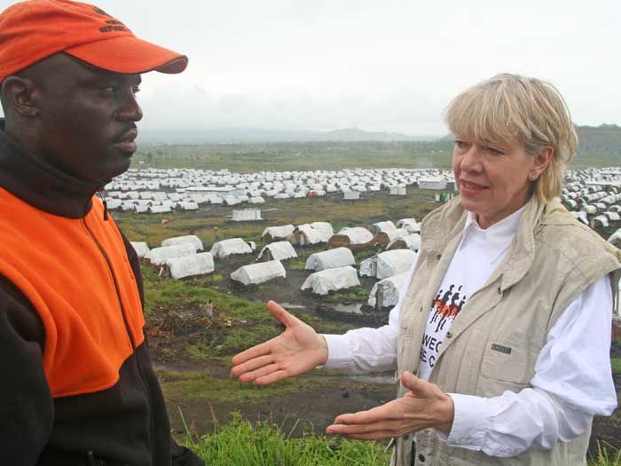 Generalsekretær for flyktningehjelpen Elisabeth Rasmusson i Kongo