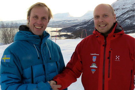 Winter Bamms tävlingsgeneral Fredrik Erixon och platschefen i Björkliden, Linus Niva, ser fram emot 4 maj. Winter Bamms tävlingsgeneral Fredrik Erixon och platschefen i Björkliden, Linus Niva, ser fram emot 4 maj.