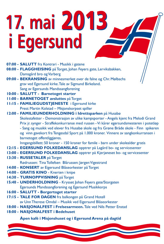 17. mai-program i Egersund 2013