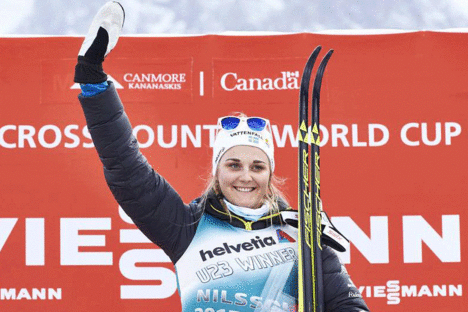 Stina Nilsson vann U 23-världscupen med bred marginal efter att ha haft ledartröjan från första till sista stavtaget. FOTO: Felgenhauer/NordicFocus. Stina Nilsson vann U 23-världscupen med bred marginal efter att ha haft ledartröjan från första till sista stavtaget. FOTO: Felgenhauer/NordicFocus.