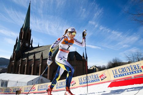 Stina Nilsson under prologen i Drammen. I finalen vann Stina före Krista Pärmäkoski och Hanna Falk. FOTO: GEPA pictures/ Philipp Brem © Bildbyrån. Stina Nilsson under prologen i Drammen. I finalen vann Stina före Krista Pärmäkoski och Hanna Falk. FOTO: GEPA pictures/ Philipp Brem © Bildbyrån.