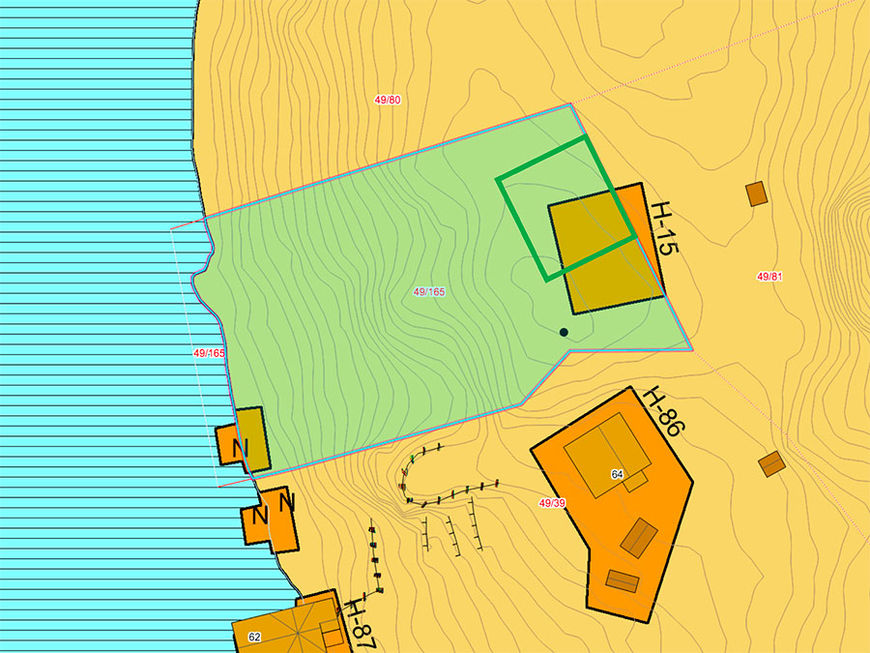 Kart over del av Kjeøya