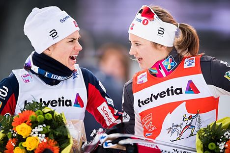 Heidi Weng och Ingvild Flugstad Östberg fortsätter att dominera i Tour de Ski. FOTO: Jon Olav Nesvold/Bildbyrån. Heidi Weng och Ingvild Flugstad Östberg fortsätter att dominera i Tour de Ski. FOTO: Jon Olav Nesvold/Bildbyrån.