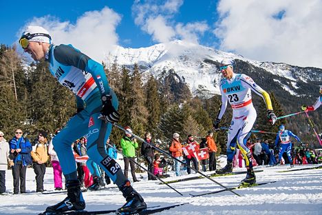 Dagens två snabbaste åkarna i jaktstarten i Lenzerheide: Maurice Manificat och Daniel Rickardsson. FOTO: Jon Olav Nesvold/Bildbyrån. Dagens två snabbaste åkarna i jaktstarten i Lenzerheide: Maurice Manificat och Daniel Rickardsson. FOTO: Jon Olav Nesvold/Bildbyrån.