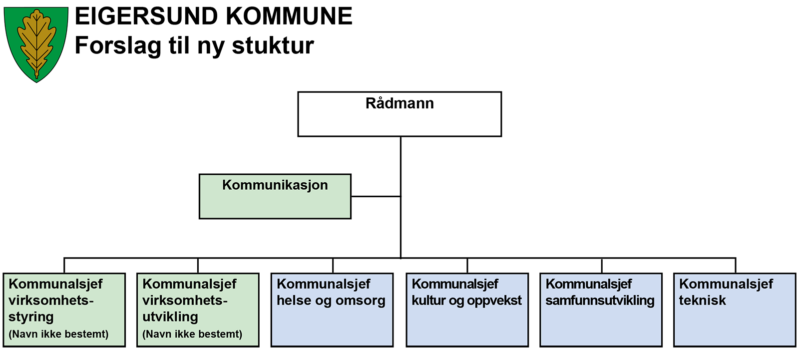 Organisasjonskart for ny struktur