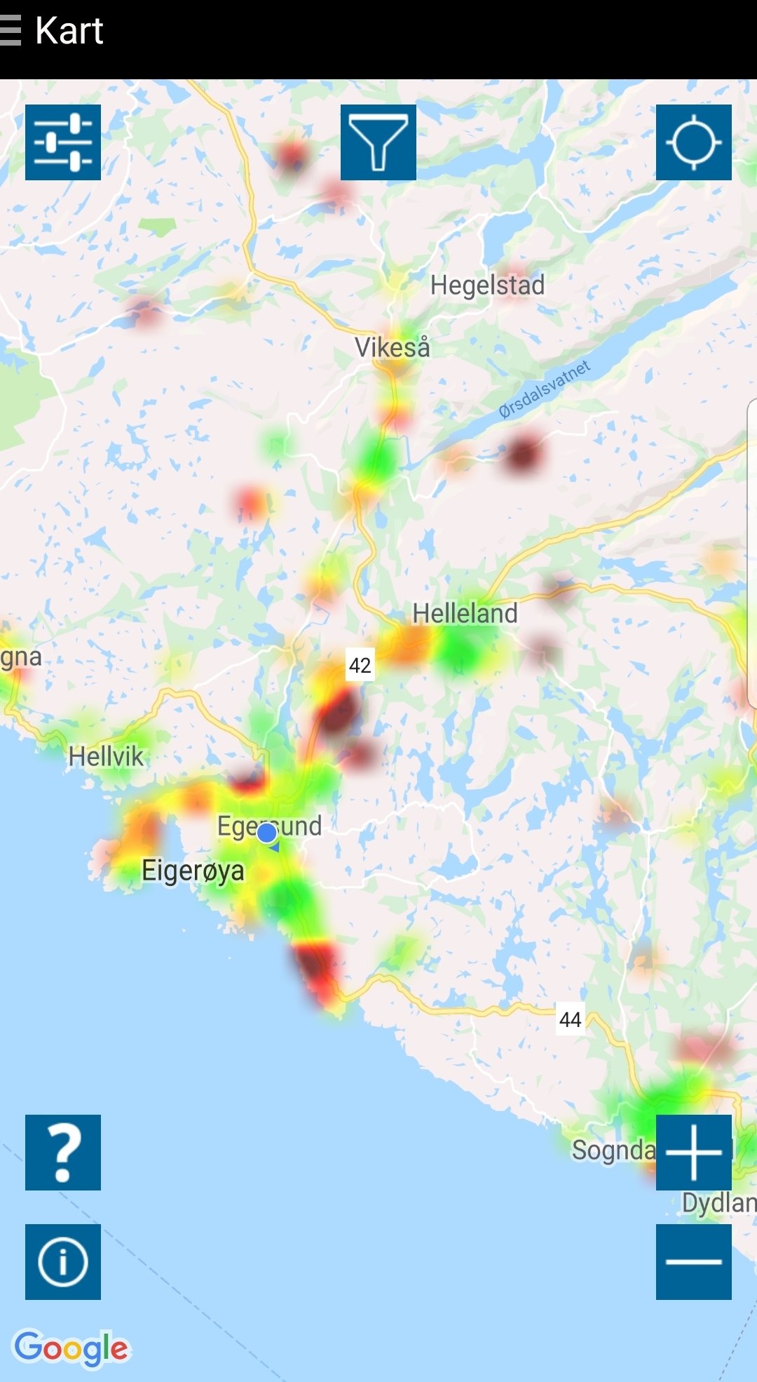 Nkom Nettfart - dekningskart per 12.04.2018