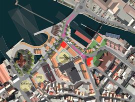 Mulighetstudie av Egersund sentrum med kart