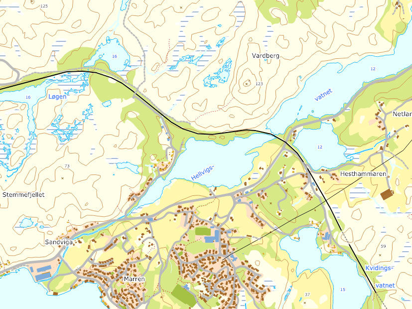 Kart over brann Hellvik