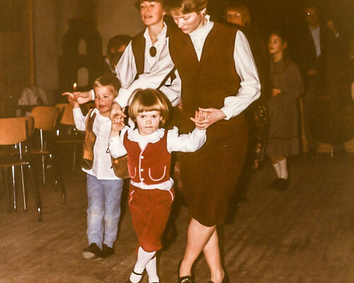 Olav, Ingrid, Gro Marie og Arny juleavslutning 1984-2