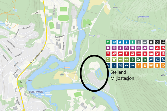 Kart over Steiland miljøstasjon