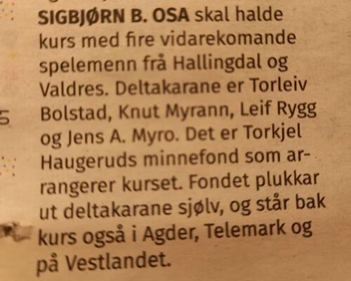 Kurs med Osa i Hallingdal 1970