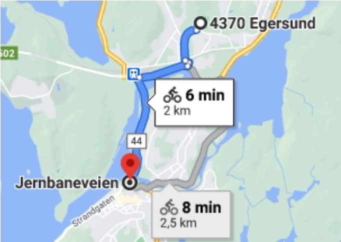 Sykkelkart over Jernbaneveien