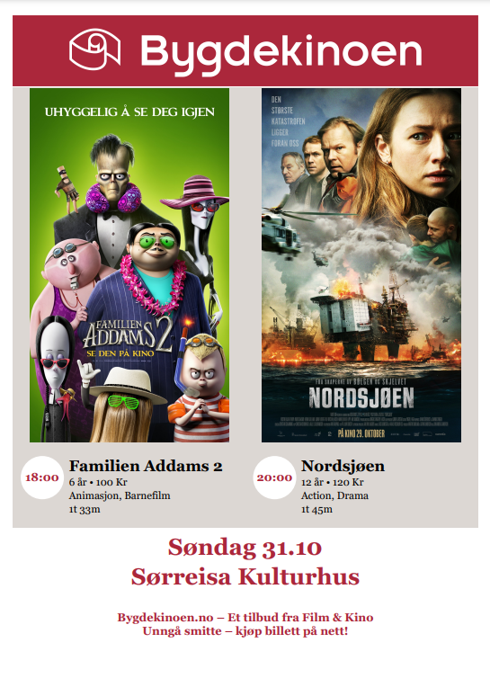 Kinoplakat Familien Addams og Nordsjøen