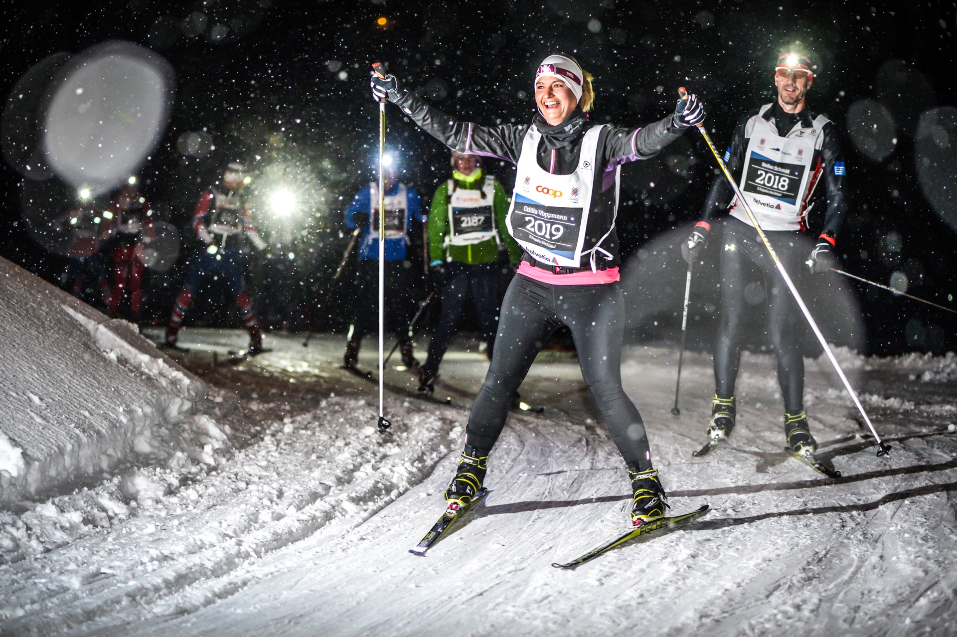 Engadin Night Race är en härlig upplevelse i mörkret. FOTO: Sportograf.