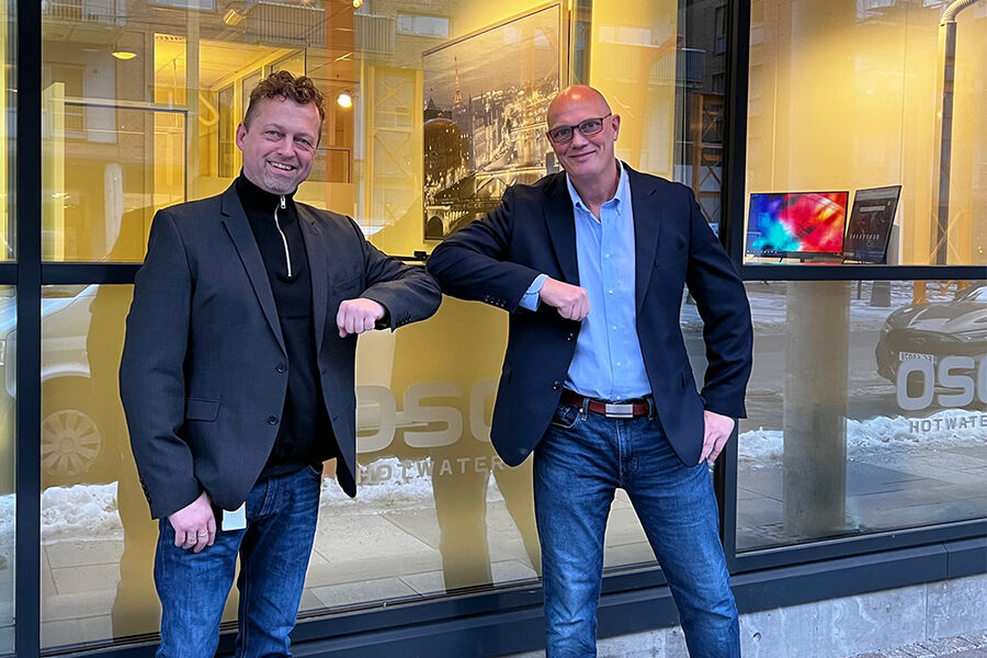 Fra venstre, Country manager Rune A. Rystad, og Kjell Alseth i OSO Hotwater.