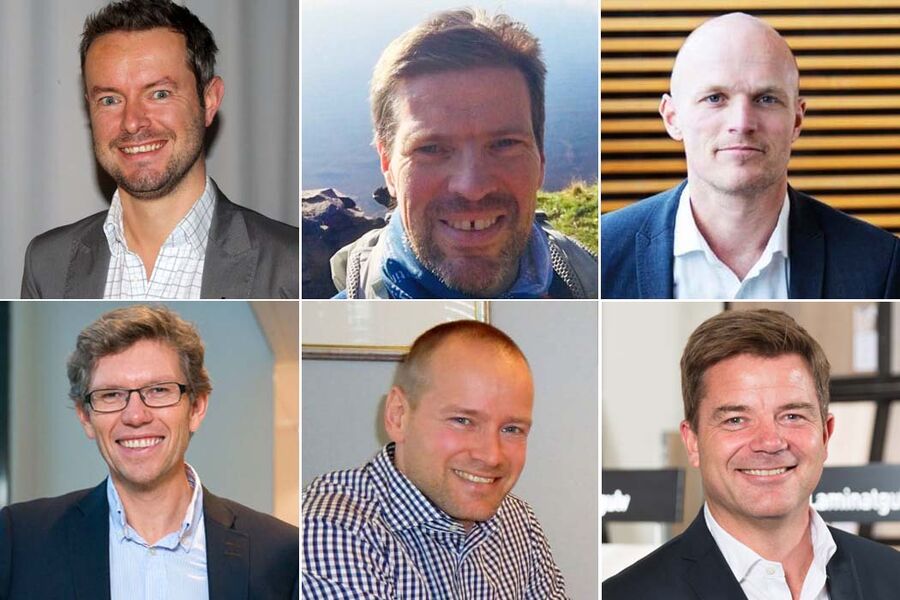 Under den første seksjonen på Rørdagene 2021 vil følgende personer i bransjen holde innlegg. Opp fra venstre: Ferry Smits, Rambøll, Gunnlaugur T.Vignisson, Hent, Rune Hardersen, GK Norge. 
Nede fra venstre: Tore Bakke, Bravida, Torkild Korsnes, K.Lund / RørNorge, og Arne Strand Jacobsen, Byggmesterforbundet.
