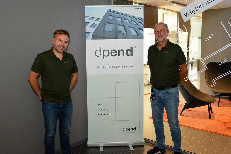 Stein Larsen og Njål Kjellesvik Norheim, henholdsvis daglig leder for Dpend VVS AS og leder marked og kommunikasjon for konsernet, er svært fornøyde og stolte av hva selskapet har fått til etter en solid snuoperasjon de siste årene. 