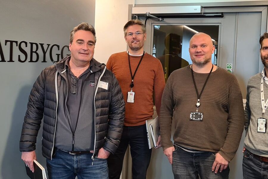 Fra venstre Geir Tunaal (oppdragsansvarlig FLOW Meisingset VVS) Jan Lilloe-Salvesen (Underdirektør Romerike Statsbygg), Bjørn Helge Klonteig (Driftsingeniør Ila fengsel Statsbygg) og Joakim Arnesen (kontraktsansvarlig FLOW Meisingset VVS).