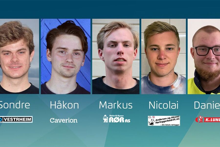 Sondre Helland (Chr. M. Vestrheim), Håkon Meyer Aressønn Lundeng (Caverion), Markus Grefslie (Askim & Mysen Rør), Nicolai Kolstø (Andersen & Aksnes) og Daniel Skancke Wold (K. Lund)
