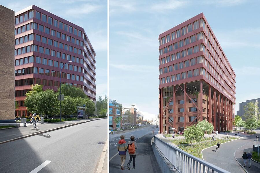 Skanska CDN inngår intensjonsavtale med FutureBuilt med mål om å utvikle sirkulært Powerhouse på Helsfyr. Illustrasjon_ Skanska_Grape Architects