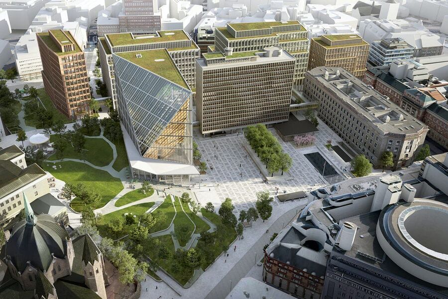 SÆREGEN A-blokken skal ligge inntil den nye Regjeringsparken, og er beskåret for å gi gode sol- og vindforhold.