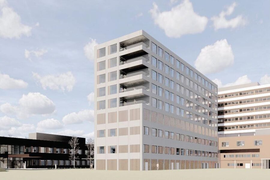 Livabygget, nybygget for somatikk ved Førde sentralsykehus. Illustrasjon: Nordic - Office of Architecture