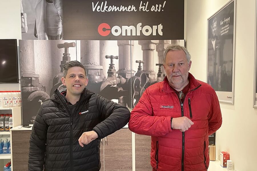 Til venstre, Ole-Tonny Johansen Larsen, daglig leder i Oskar Johansen AS og styreleder i det nye selskapet, sammen med Georg Gran i Gran VVS.