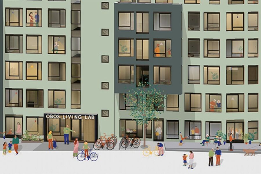 Slik blir OBOS Living Lab på Vollebekk i Oslo. Illustrasjon: LPO Arkitekter