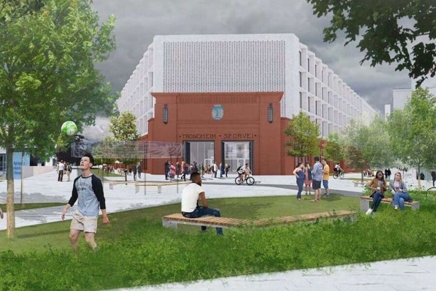 Arkitektskisse av Teknostallen i Trondheim. (Illustrasjon GK)