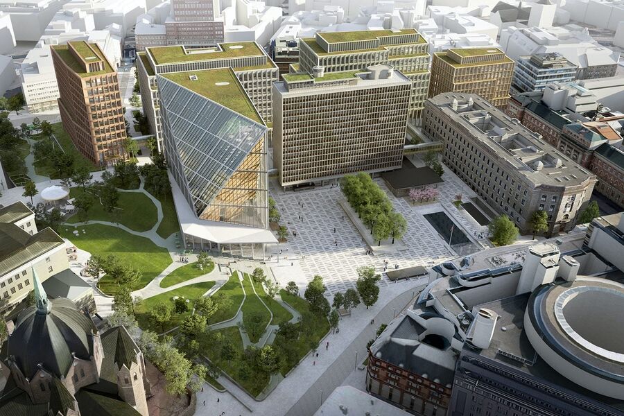 Sammen vil de tre frontbygningene A-blokken, H-blokken og G-blokken skape en historisk kontinuitet i det nye regjeringskvartalet.