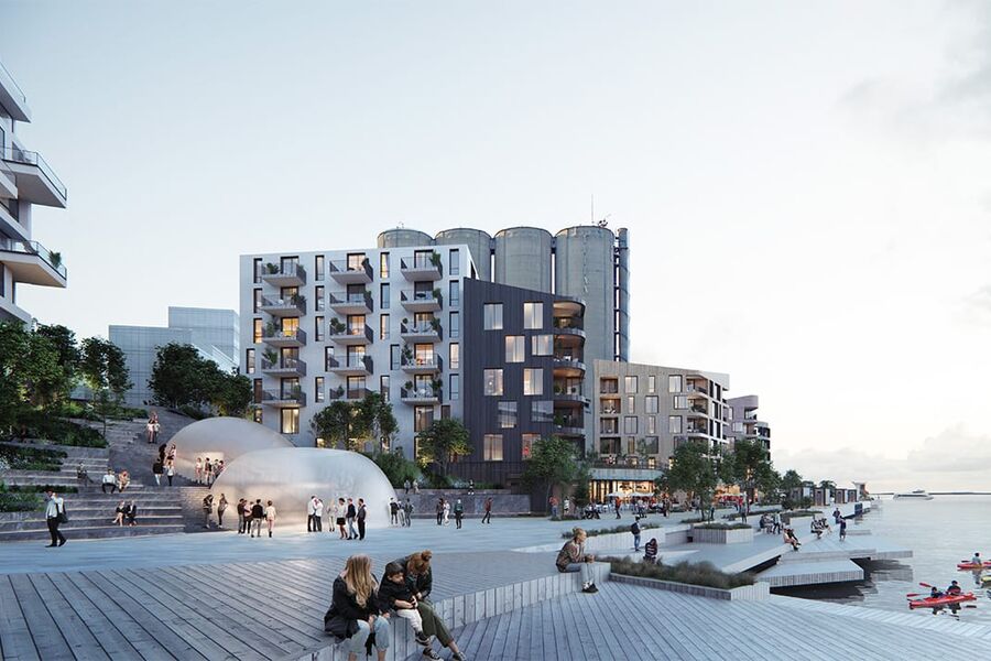 Løsningen på Slemmestad, som baserer seg på renset avløpsvann, er den første i sitt slag i Norge. Foto: TAG Arkitekter